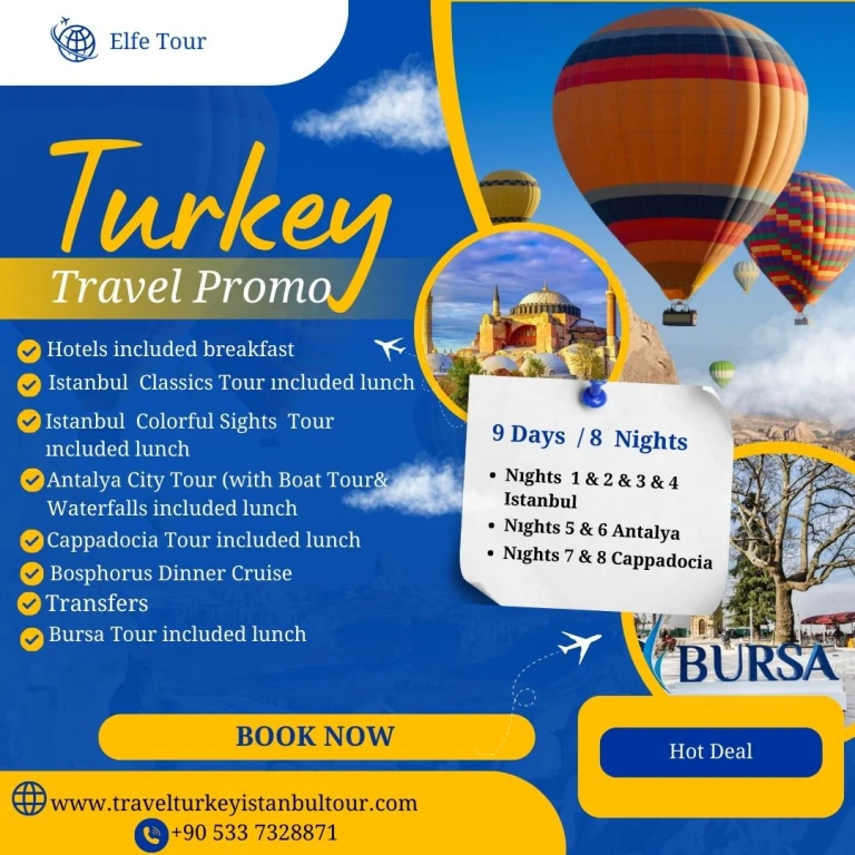 'Türkiye'de 8 Gece 9 Günlük Paket: İstanbul, Bursa, Antalya, Kapadokya'