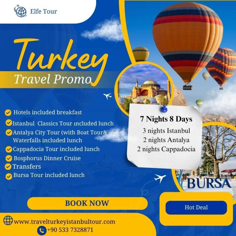 Jam 7 malam 8 Hari Turki Paket İstanbul Kapadokia Antalya