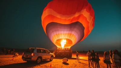 Deluxe Hot Air Balloon Dubai With Gourmet Breakfast & Camel Ride