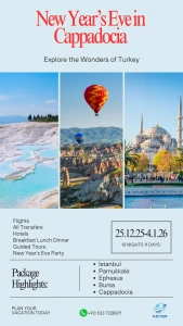Año Nuevo en Turquía 11 Días Estambul – Bursa – Pamukkale – İzmir – Éfeso – Capadocia Tour