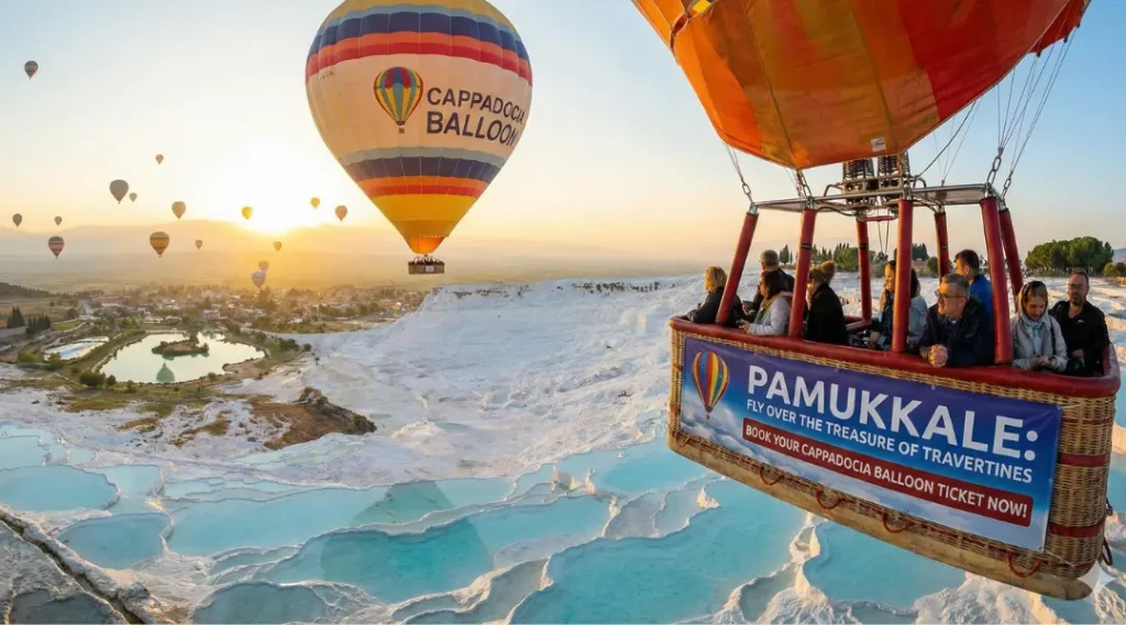 パムッカレは石灰華の宝物を飛び越えます