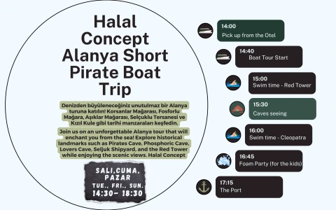 Alanya Helal Konsept Kısa Tekne Turu 14:00-18:00