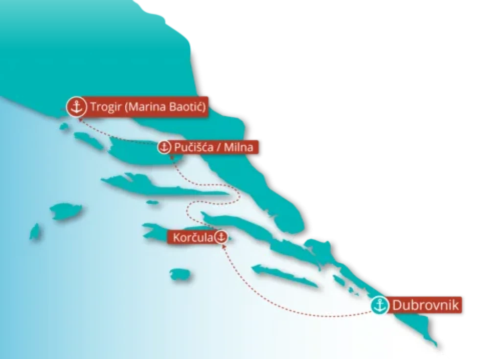 Mini One-Way Deluxe Cruise: Dubrovnik to Split(Trogir - Marina Baotić) – 4 Nights