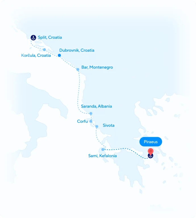 Athens to Split Small Ship Cruise: Greece to Adriatic Sea Island Hopping (8 Days)