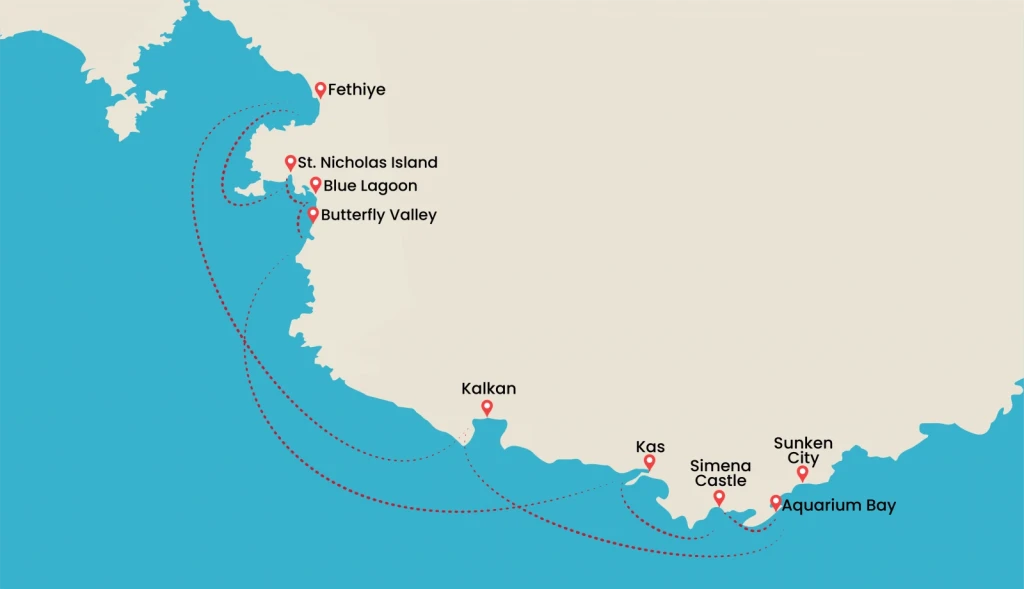 Lüks Mavi Tur : Fethiye - Kaş -  Kekova - Fethiye