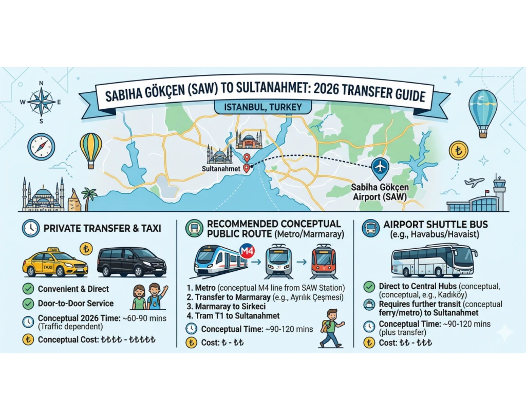 サビハ・ギョクチェン（SAW）からスルタンアフメットまでの2026年の移動ガイド