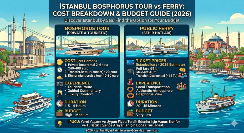 Tur Kapal Istanbul vs Feri — Perincian Biaya & Panduan Anggaran (2026)