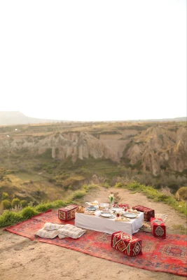 Luxury Sunrise Breakfast in Cappadocia Love Valley with Hot Air Balloon Views