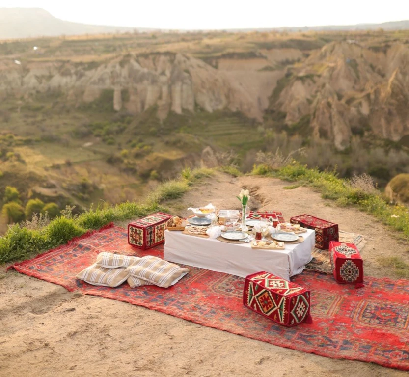 Luxury Sunrise Breakfast in Cappadocia Love Valley with Hot Air Balloon Views