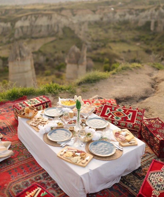 Luxury Sunrise Breakfast in Cappadocia Love Valley with Hot Air Balloon Views