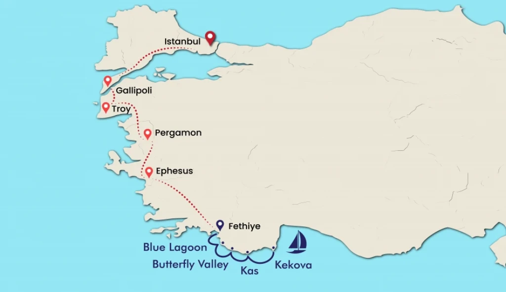 Istanbul to Fethiye Tour with Gulet Cruise – 12-Day Turkey Tour