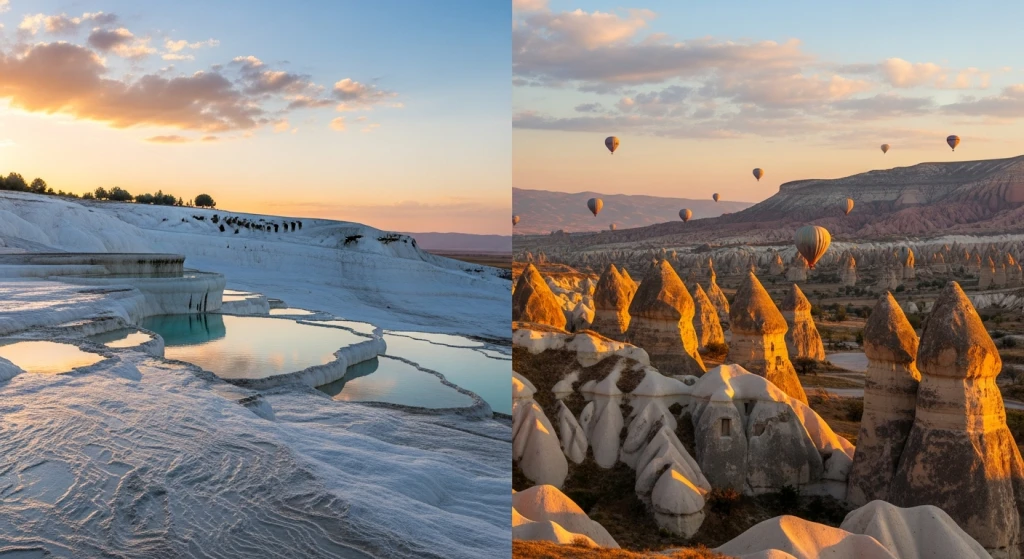 Transfert privé sans interruption entre Pamukkale et la Cappadoce : confort entre deux icônes