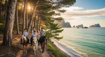Side Horseback Adventure: Beach & Forest Ride with Family-Friendly Ponies