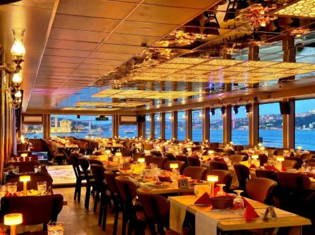 Golden Horn Departing Bosphorus Dinner Cruise  Private Tables Standard Menu Unlimited Soft Drinks and Meeting Point