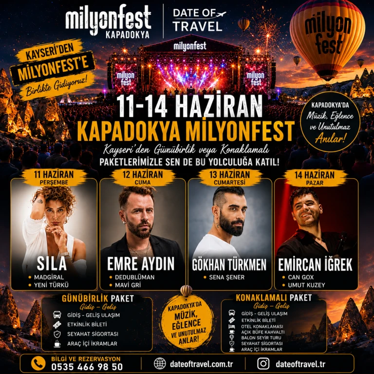 Kapadokya Milyonfest Konaklamalı Tur Paketi