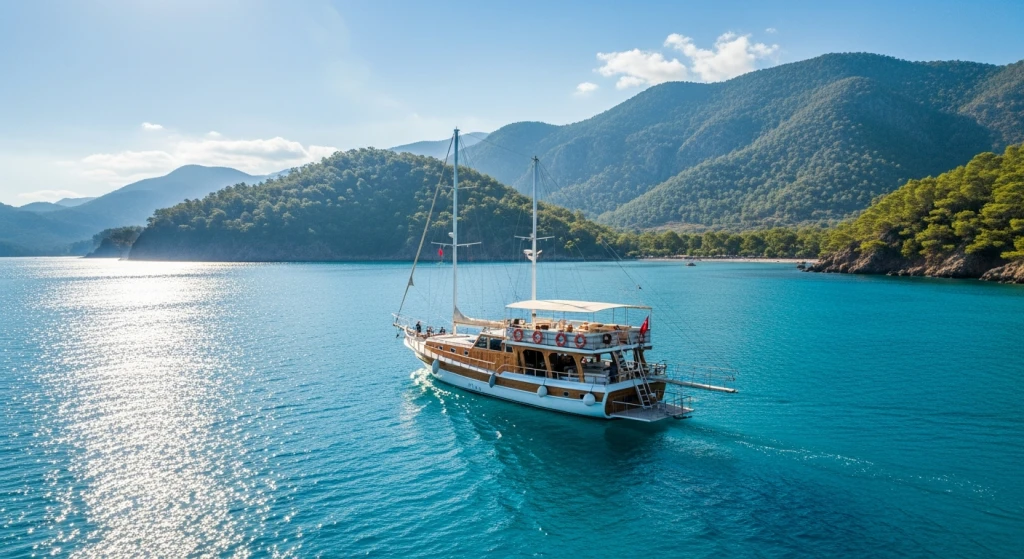 Journée en bateau tranquille à Antalya Kundu : excursion avec déjeuner et boissons incluses