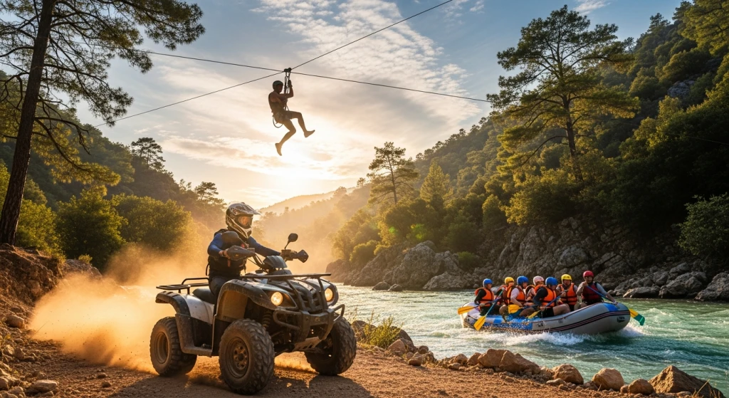 Aventure 3 en 1 à Antalya : Rafting, Quad Bike et Tour en Zipline