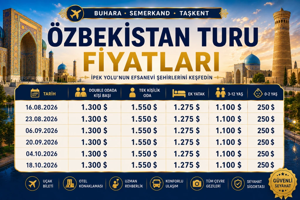 Özbekistan Turu Fiyatları 2026