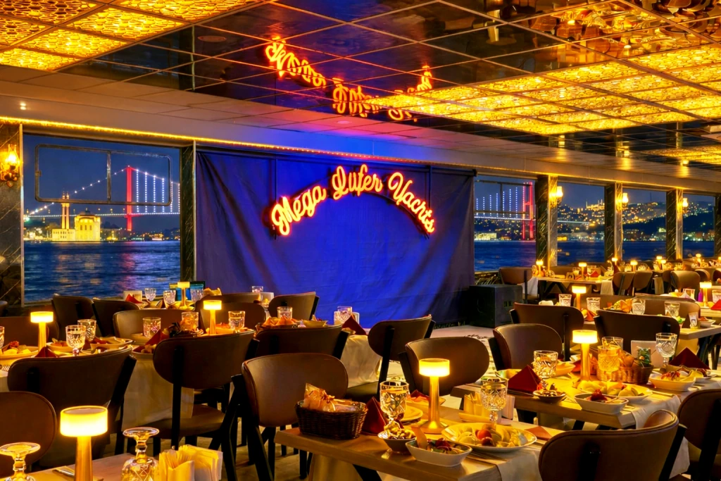 Akşam Yemekli Boğaz Turu İstanbul | Özel Masalarda Türk Gecesi Showlar VIP Salon Pencere Kenarı Masa Seçenekleri