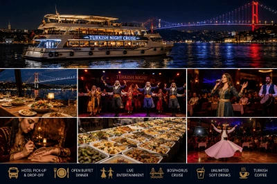 Evening Bosphorus “Turkish Night” Cruise with Open Buffet Dinner