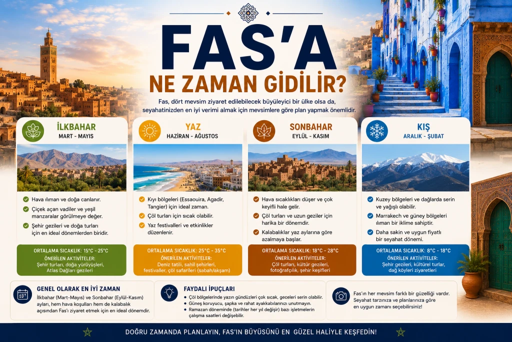 Fas’a Ne Zaman Gidilir? 2026 Mevsimlere Göre Gezi Rehberi