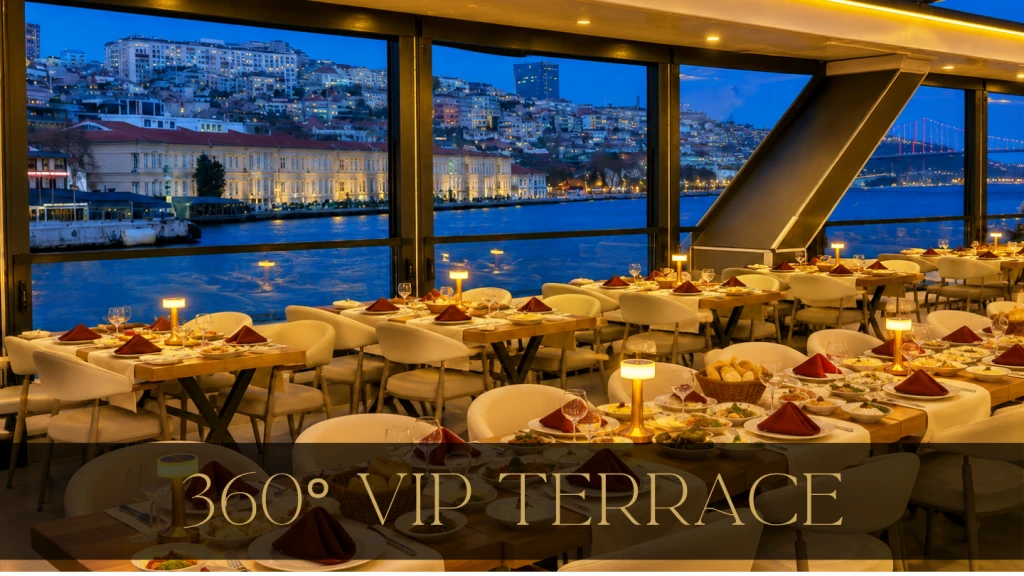 360°Teras Lüks VIP Açık Salon | Özel Masa | VIP Menü Limitsiz Alkollü İçecekler | Pencere Kenarı Seçenekli