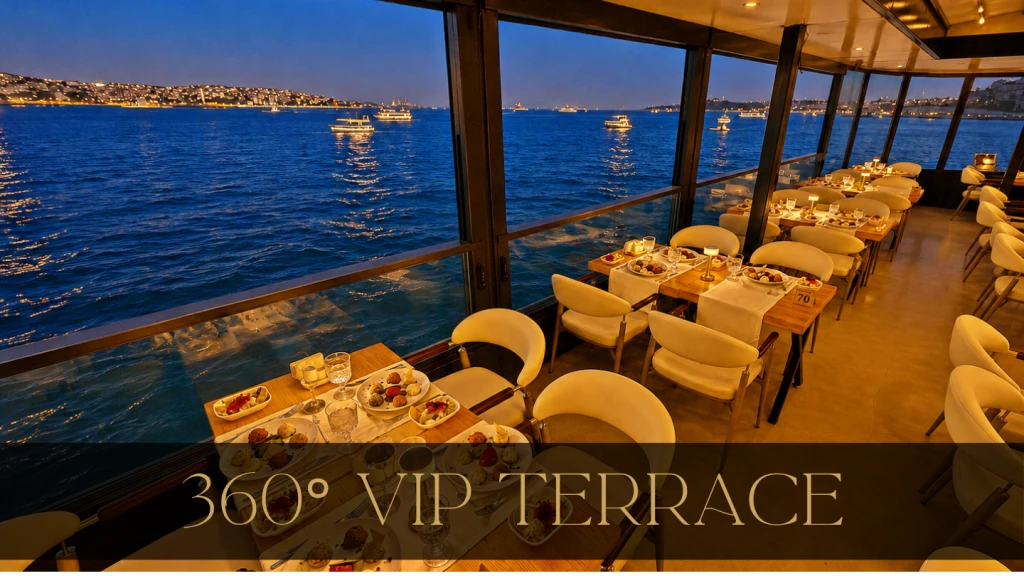 360°Teras Lüks VIP Açık Salon | Özel Masa | VIP Menü Limitsiz Alkollü İçecekler | Pencere Kenarı Seçenekli