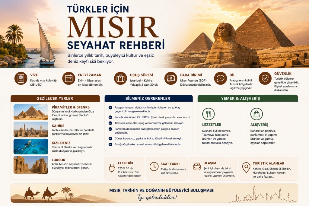 Türkler İçin Mısır Seyahat Rehberi: Vize, Ulaşım, Bütçe ve Gezi Önerileri
