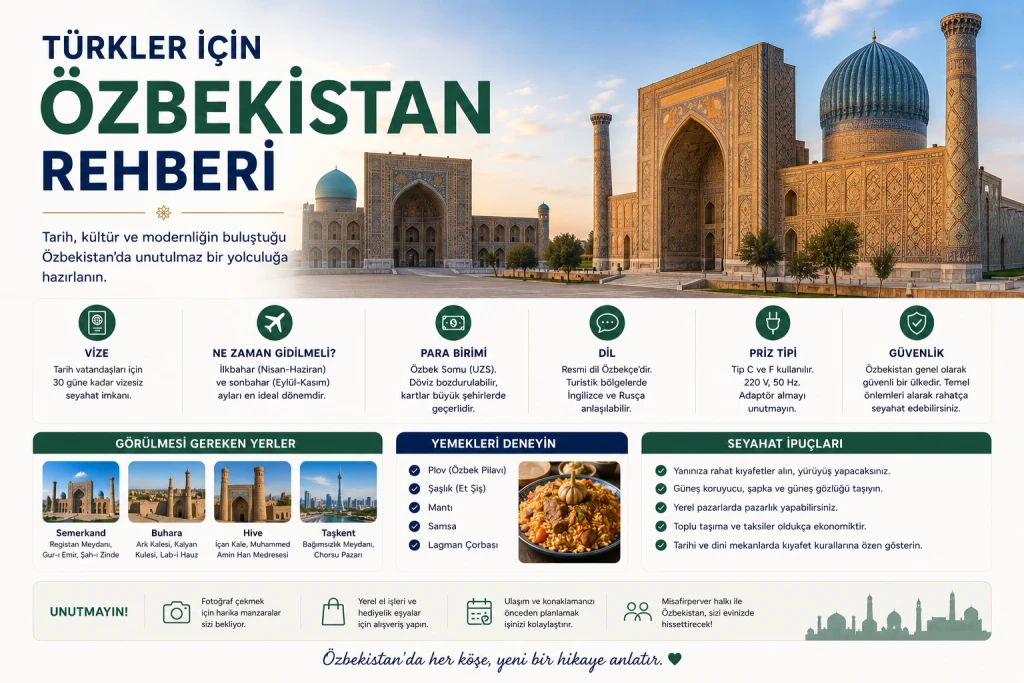 Türkler İçin Özbekistan Rehberi: Semerkand, Buhara, Taşkent ve Seyahat İpuçları