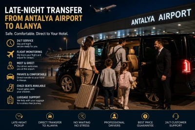 Transfert de nuit de l'aéroport d'Antalya à Alanya | Transfer3e