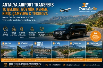 Transferts aéroport d'Antalya vers les stations balnéaires de Kemer | Beldibi, Göynük et Tekirova