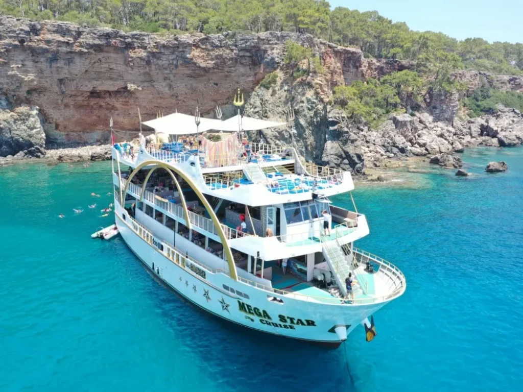 Kemer Mega Star Boat Trip with Hotel Transfer from Antalya