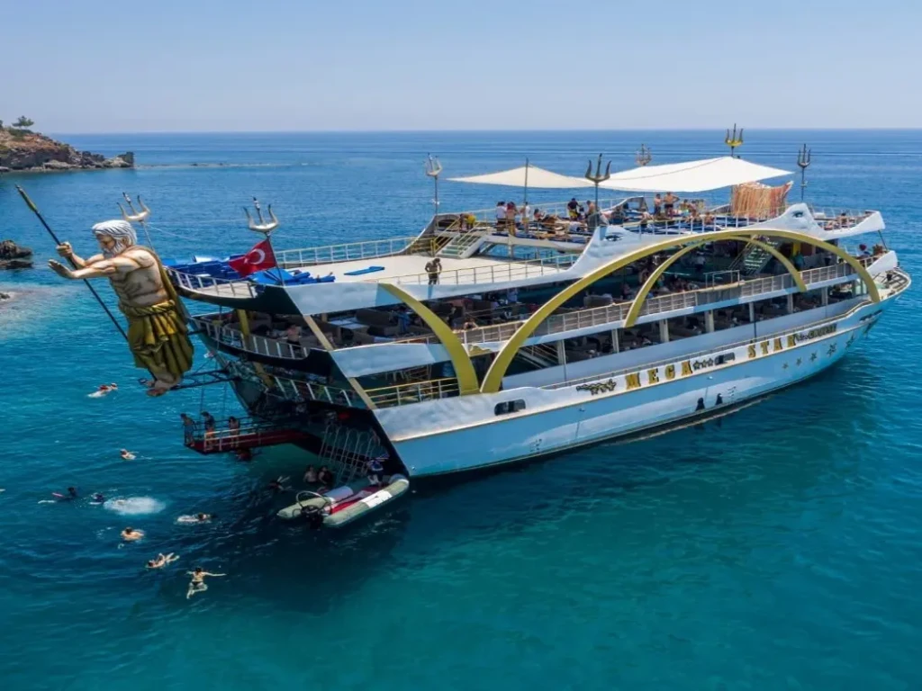Kemer Mega Star Boat Trip with Hotel Transfer from Antalya
