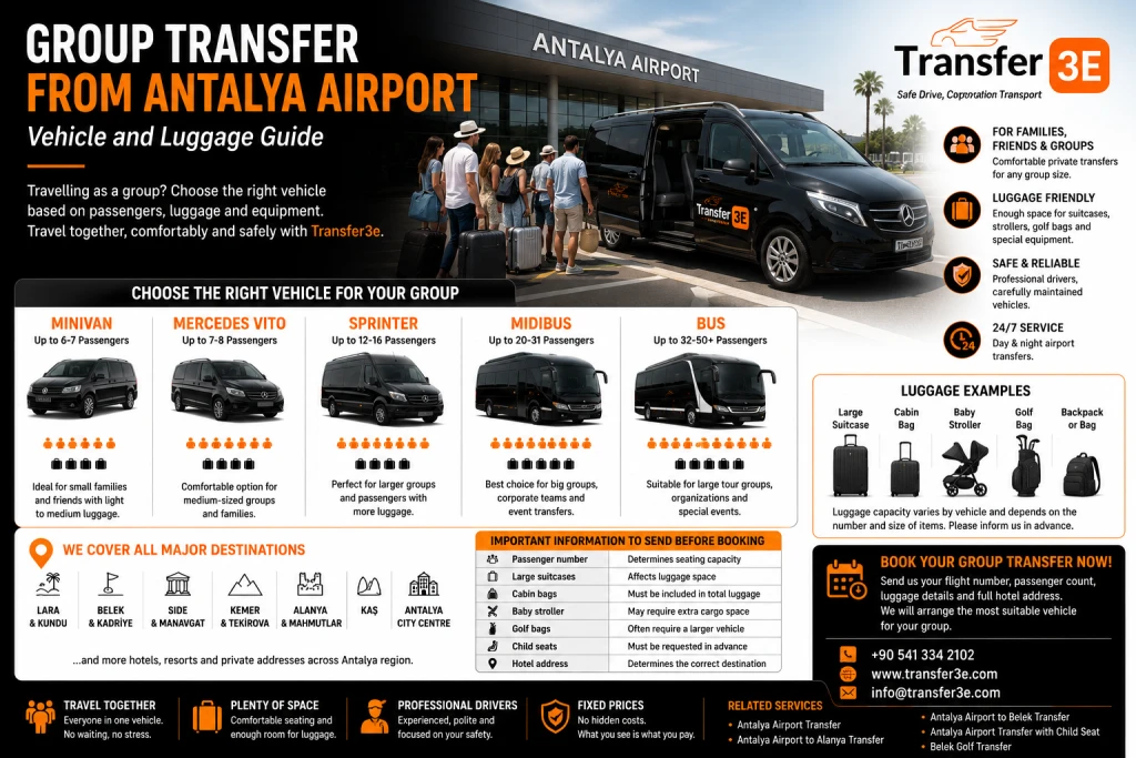 Group Transfer from Antalya Airport | Vehicle and Luggage Guide