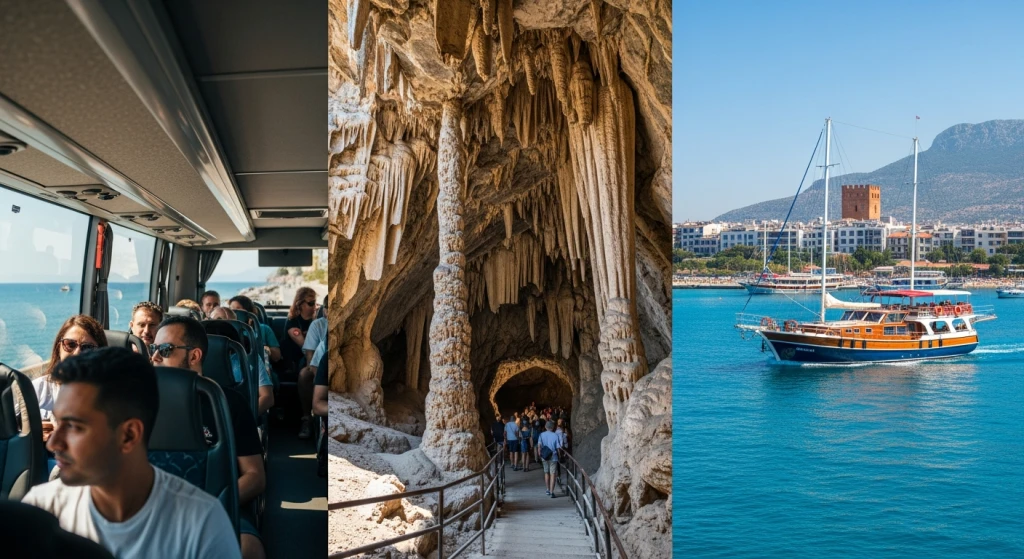 Alanya Bus Tour with Damlatas Cave & Boat Trip from Side