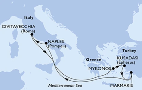 MSC Divina ile Kuşadası Hareketli Ege & Akdeniz Turu (7 Gece - 8 Gün)