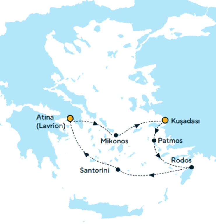Kuşadası Hareketli Celestyal Discovery ile Yunan Adaları & Atina Turu (4 Gece & 5 Gün)