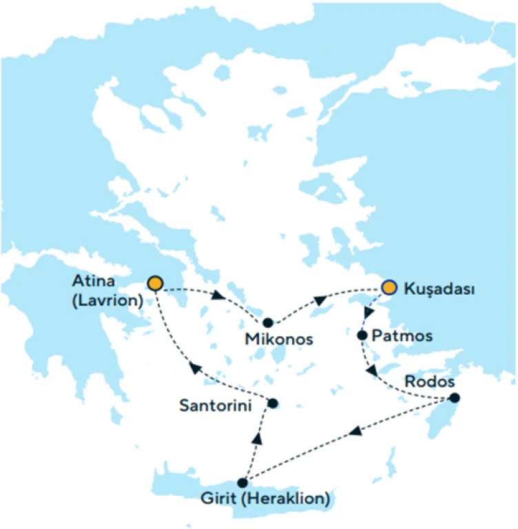 Kuşadası Hareketli Celestyal Discovery ile Yunan Adaları & Atina Turu (4 Gece & 5 Gün)
