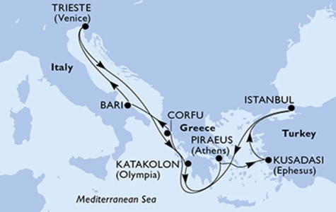 MSC Fantasia ile İstanbul Hareketli Ege & Adriyatik Turu (9 Gece - 10 Gün)