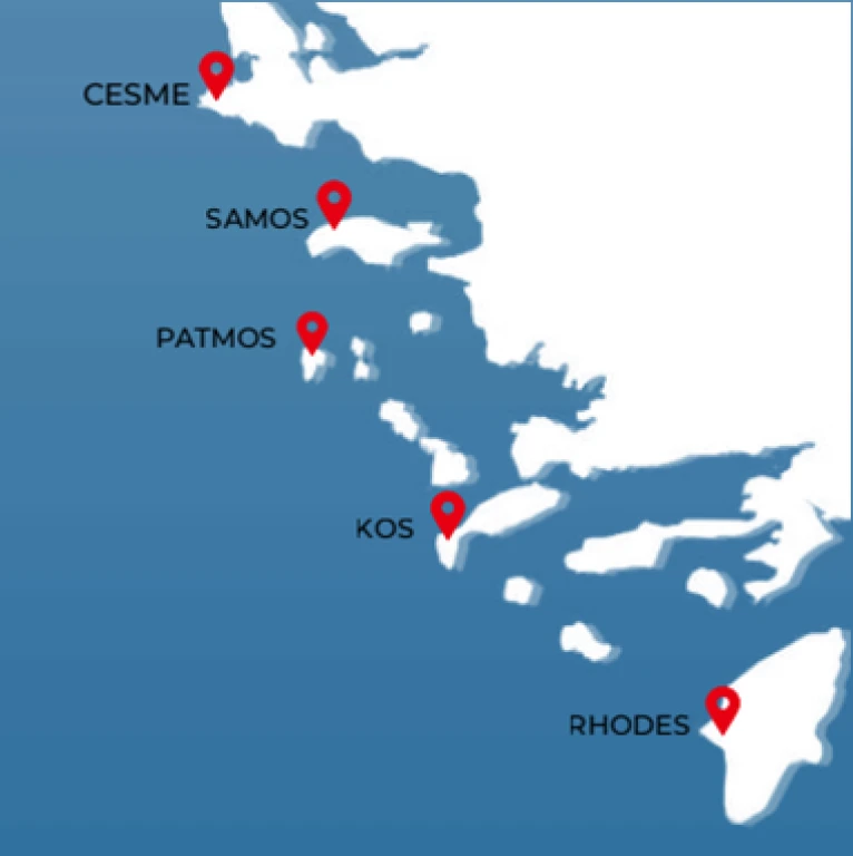 Çeşme Hareketli Blue Sapphire ile Yunan Adaları Turu - 4 Gece 4 Ada (Kapı Vizeli)
