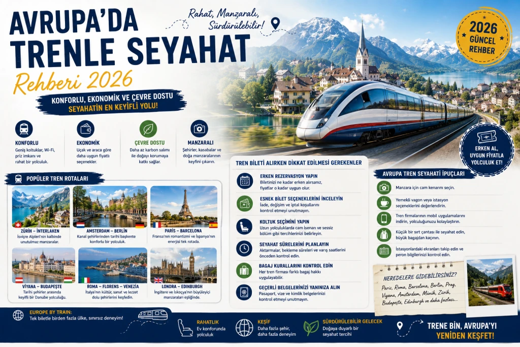 Avrupa'da Trenle Seyahat Rehberi 2026 | Tren Bileti ve Rotalar
