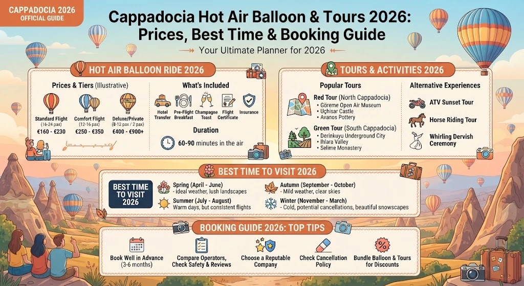 Cappadocia Hot Air Balloon & Tours 2026: Prices, Best Time & Booking Guide