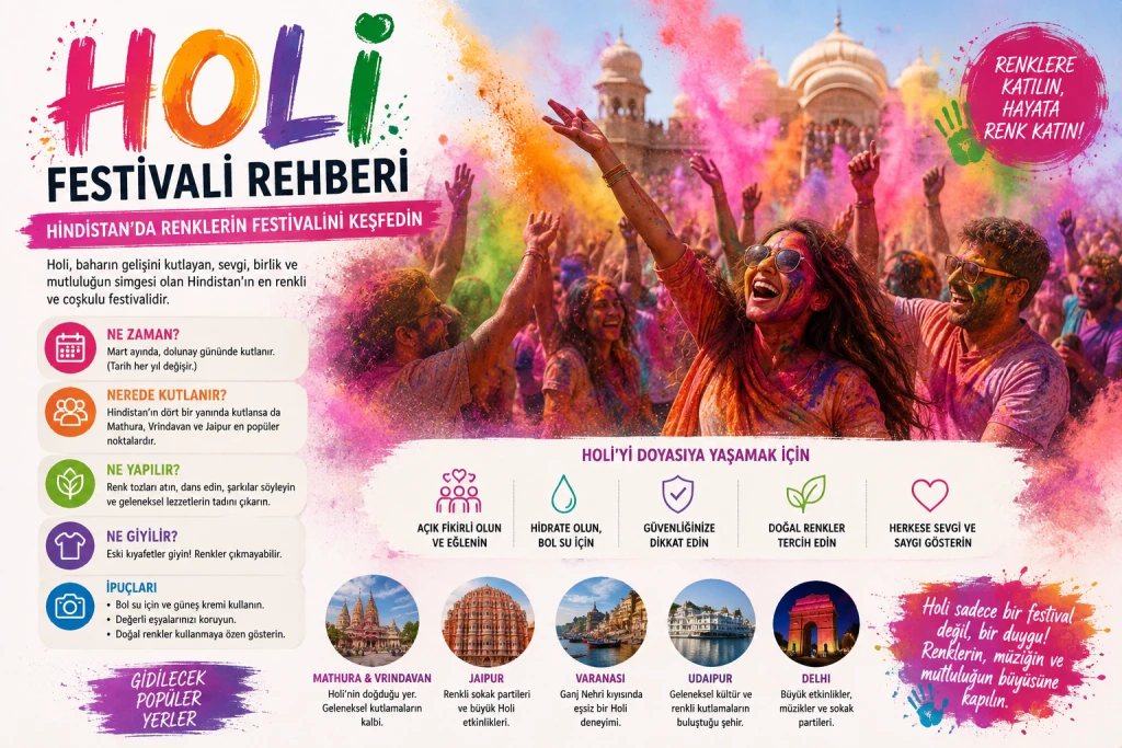 Holi Festivali Rehberi: Hindistan’da Renklerin Festivalini Keşfedin