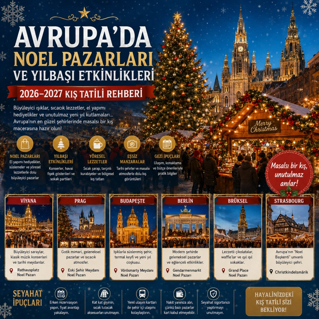Avrupa’da Noel Pazarları ve Yılbaşı Etkinlikleri: 2026-2027 Kış Tatili Rehberi