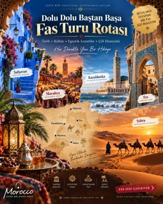 Dolu Dolu Baştan Başa Fas Turu Rotası (CMN-RAK)