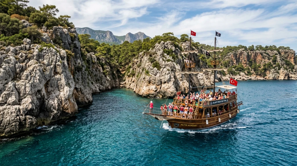 Antalya Atlantic Pirate Boat Tour to Secret Coves and Bays