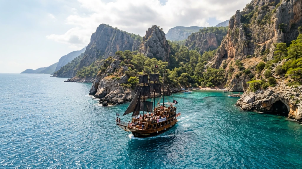 Antalya Atlantic Pirate Boat Tour to Secret Coves and Bays