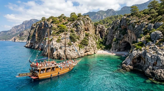 Antalya Atlantic Pirate Boat Tour to Secret Coves and Bays