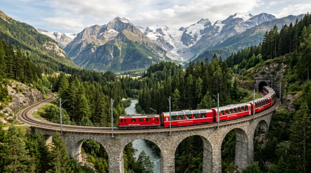 Dolu Dolu Alpler'de 5 Ülke Turu ve Bernina Ekspresi Rotası (BSL-ZRH)