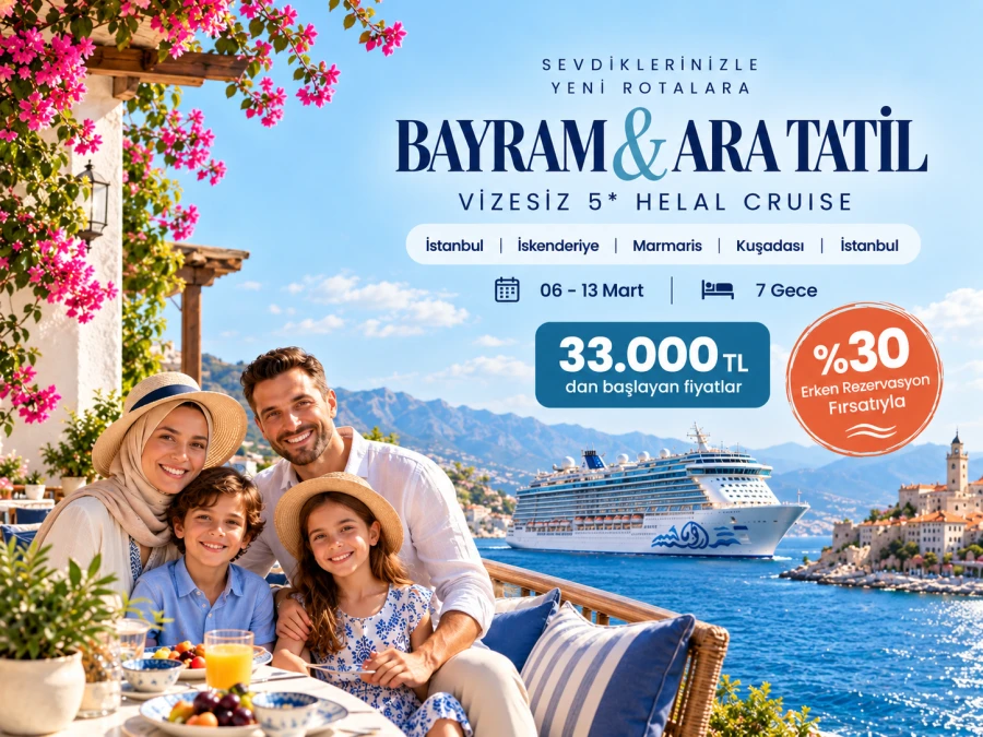 İstanbul Kalkışlı İstanbul İnişli Helal Cruise-7 Gece/8 Gün